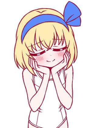 1girl, alice_margatroid, alice_margatroid_(pc-98), alternate_costume, blonde_hair, blue_bow, blue_hairband, blush