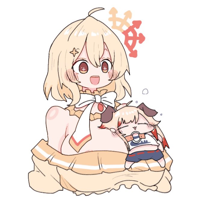 2girls, ahoge, animal_ears, blonde_hair, bow, bowtie, breasts, brown_eyes