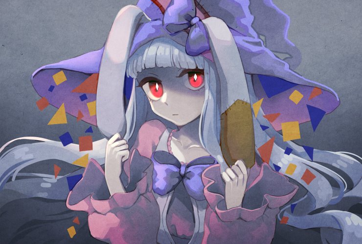 1girl, animal_ears, blunt_bangs, bow, dress, en_or, frills, hat