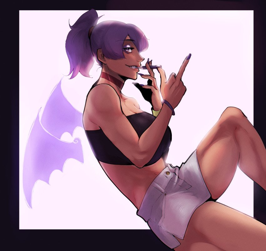 1girl, bare_shoulders, bracelet, breasts, choker, cleavage, crop_top, eyeshadow