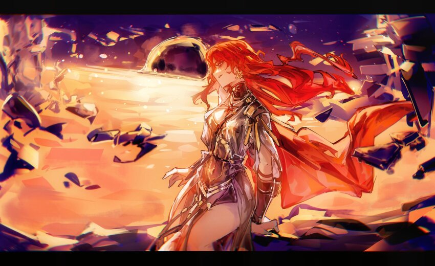 1girl, ancient_greek_clothes, armor, augusta_(wuthering_waves), breastplate, chromatic_aberration, commentary, cowboy_shot