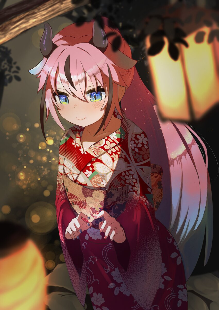 1other, :3, absurdres, alternate_costume, alternate_hairstyle, blue_eyes, blue_hair, blue_nails