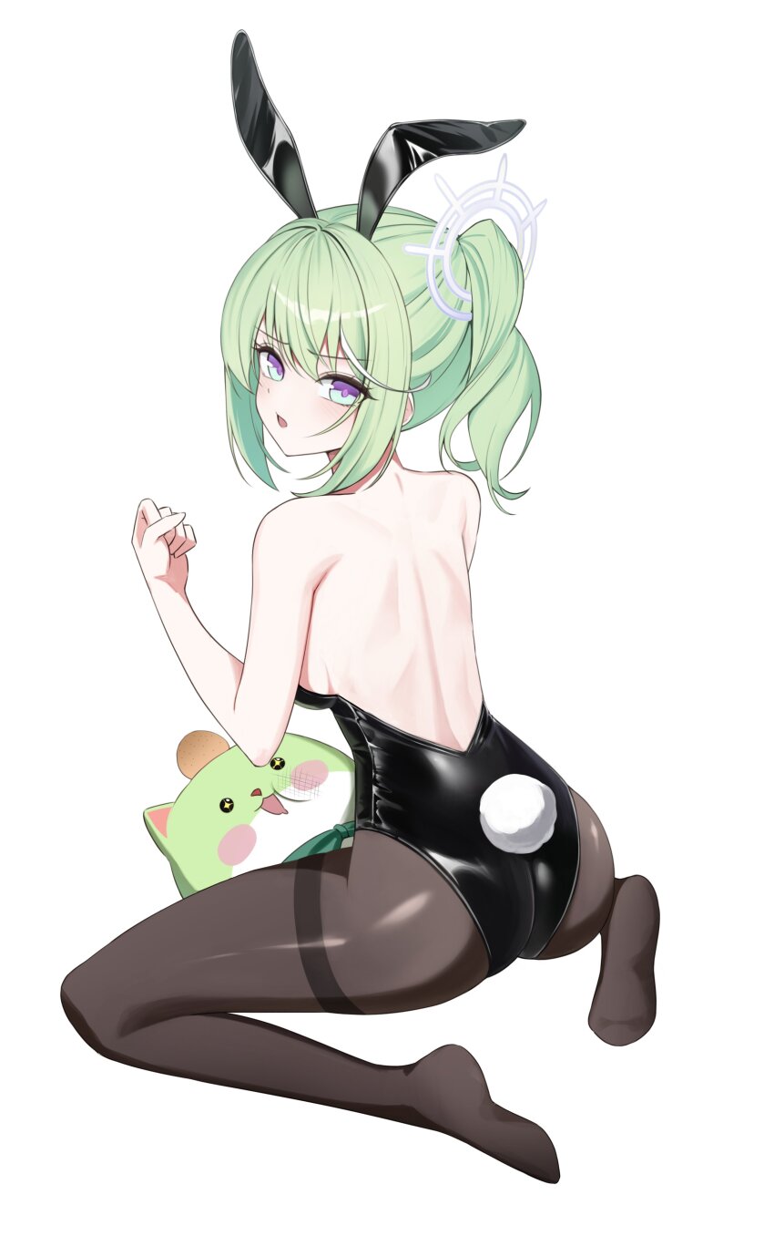 1girl, absurdres, animal_ears, ass, backless_leotard, bare_arms, bare_back, bare_shoulders