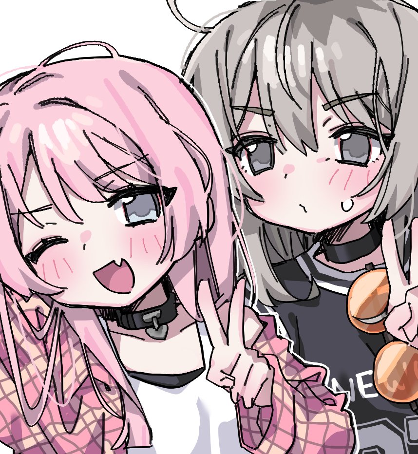 2girls, bang_dream!, bang_dream!_it's_mygo!!!!!, blush, chihaya_anon, fang, girls_band_cry, grey_eyes