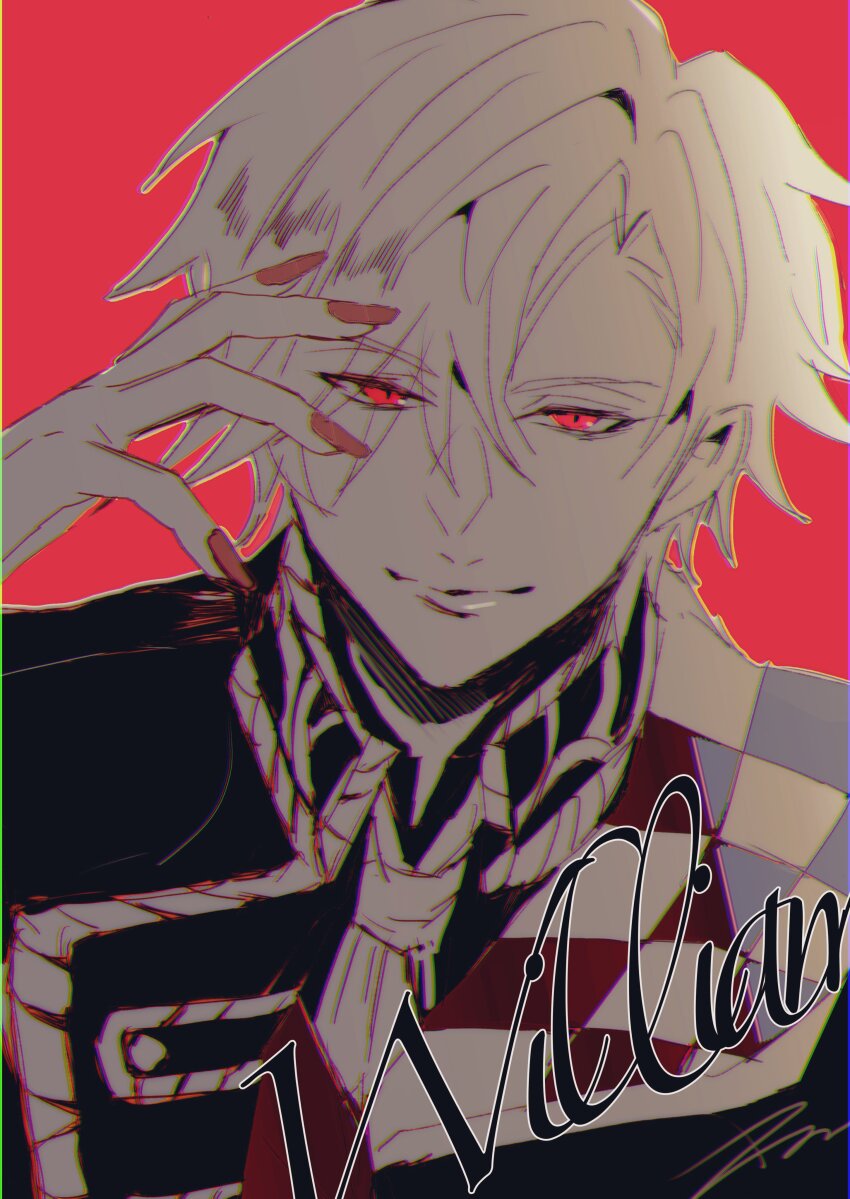 1boy, absurdres, character_name, highres, ikemen_villain, male_focus, maru_yude2, nail_polish