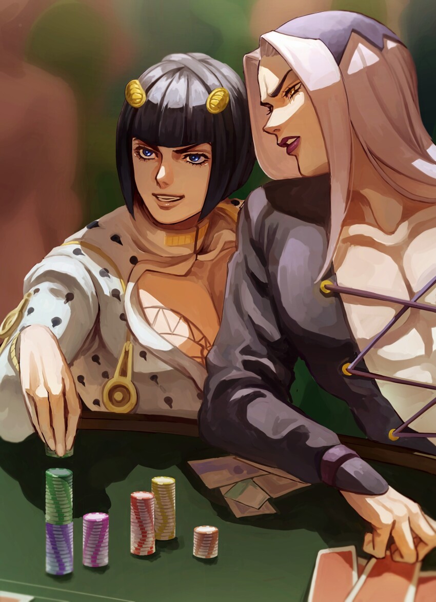 2boys, absurdres, black_hair, blue_eyes, blurry, blurry_background, bob_cut, brown_eyes