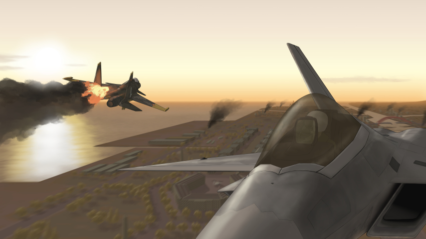 2boys, absurdres, ace_combat, ace_combat_04, aerial_battle, aircraft, airplane, battle