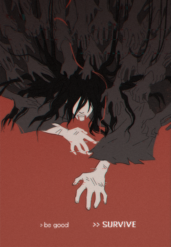 1boy, alt_text, black_hair, black_robe, blood, blood_from_mouth, blood_on_face, commentary