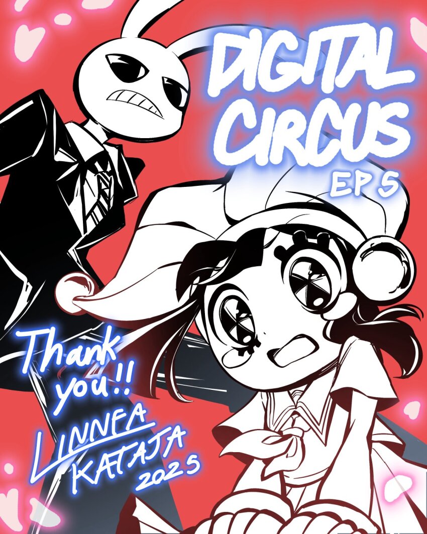 1boy, 1girl, 2025, animal_ears, artist_name, asymmetrical_eyelashes, black_eyes, black_jacket