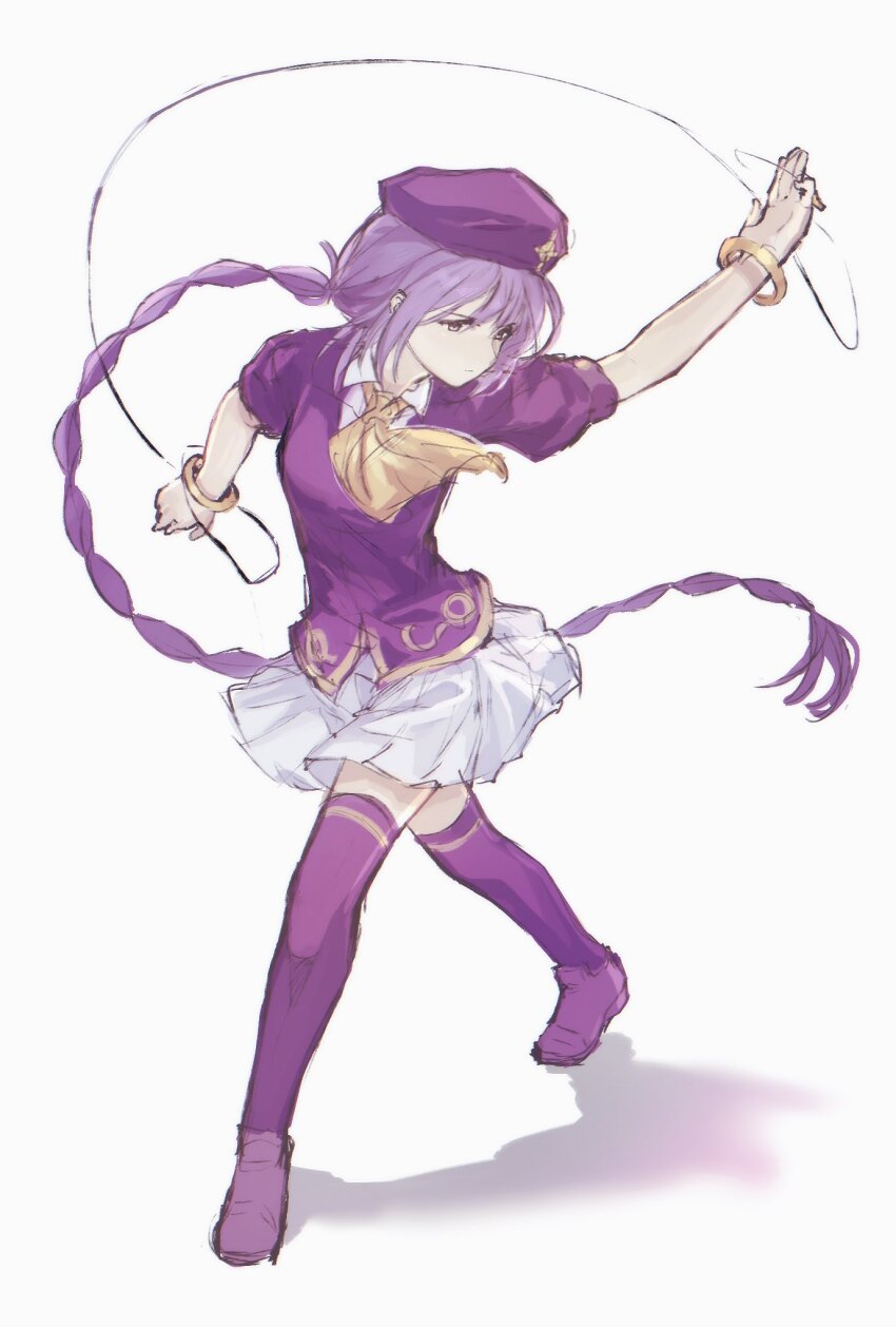 1girl, ascot, beret, bracelet, braid, collared_shirt, commentary, hashtag-only_commentary