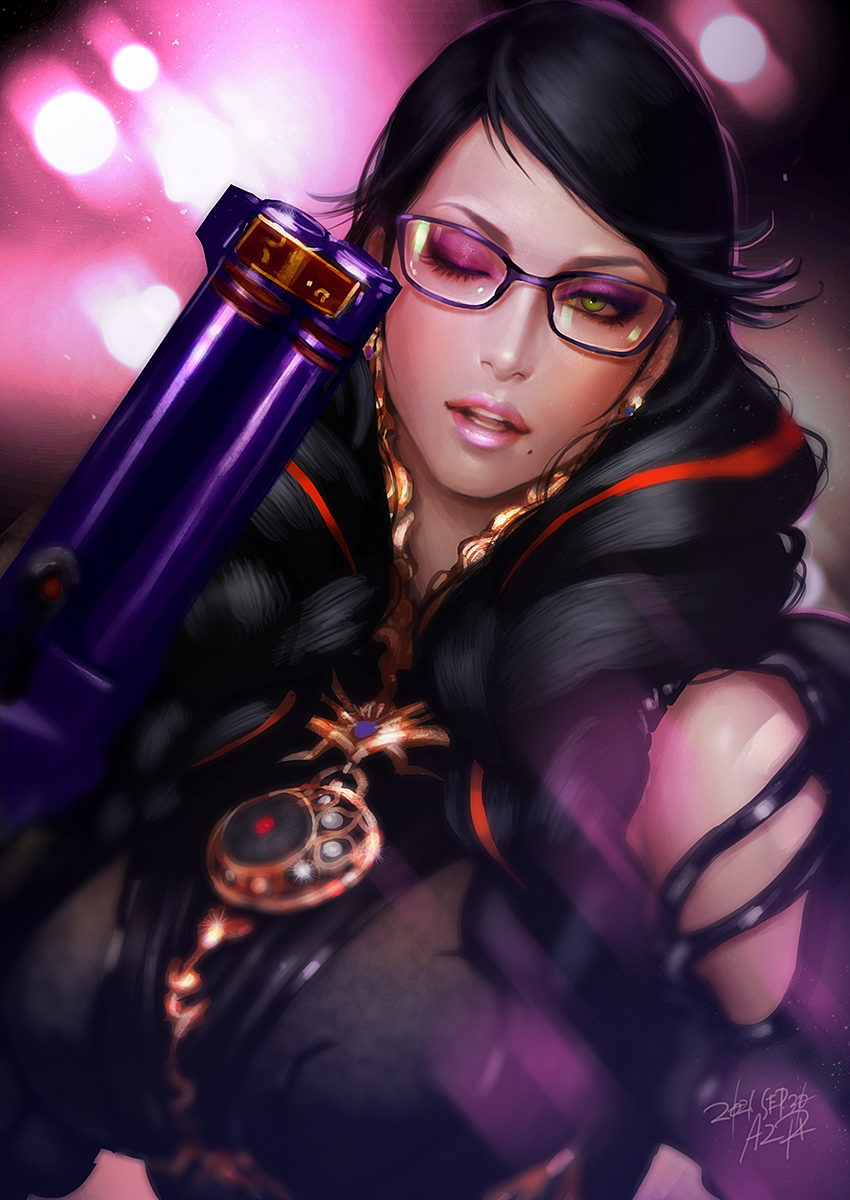 1girl, 2021, az_pt, bayonetta, bayonetta_(series), bayonetta_3, black_hair, braid