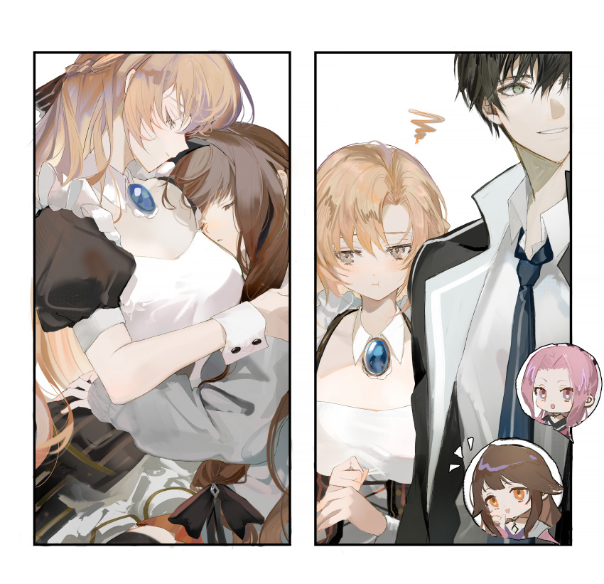 1girl, 4girls, :t, absurdres, ann_(forever_7th_capital), antoneva, black_hair, black_hairband