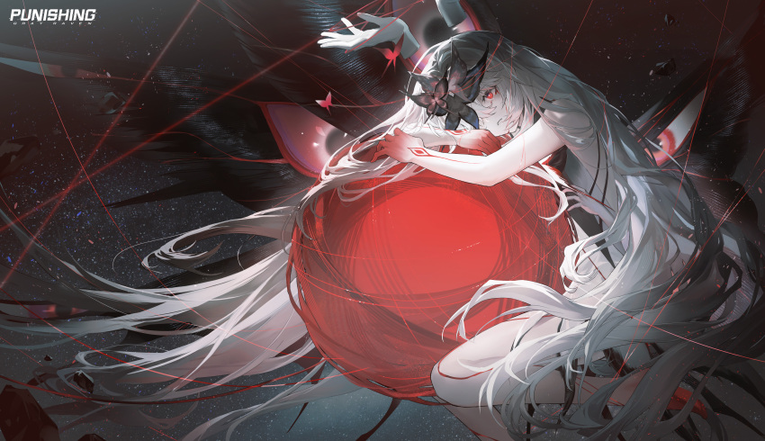 1girl, absurdres, akiyadol, barefoot, bug, butterfly, chaos_(pgr), disembodied_hand