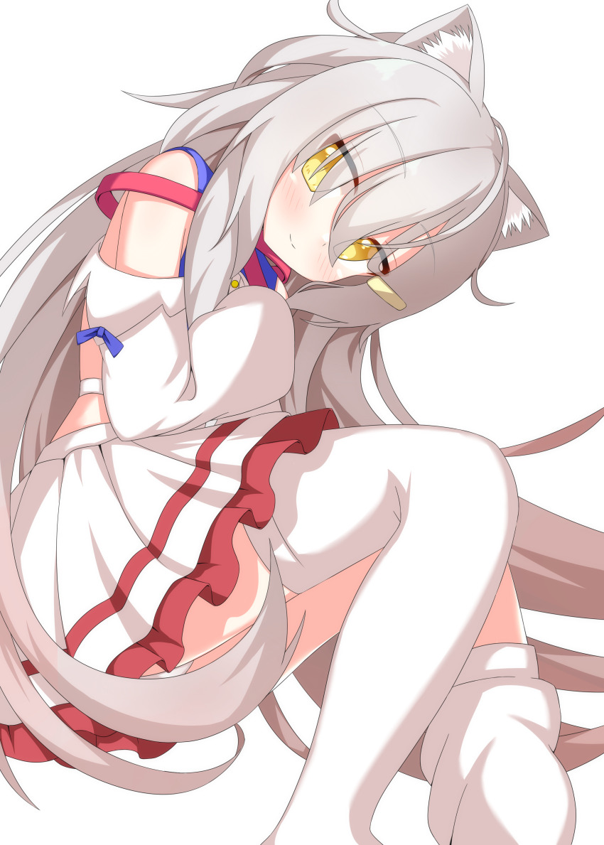 1girl, absurdres, animal_ear_fluff, animal_ears, blue_bow, blush, bow, cat_ears