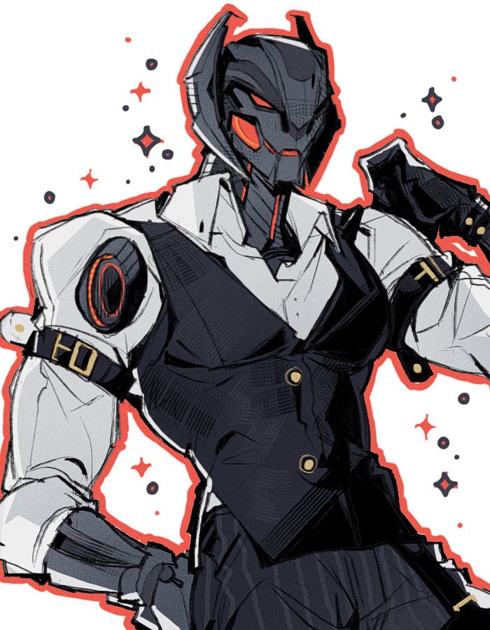 1boy, android, avengers_(series), dotori_012, formal_clothes, glowing, glowing_eyes, humanoid_robot, male_focus, marvel, marvel_rivals, mecha, red_eyes, robot, simple_background, solo, suit, ultron