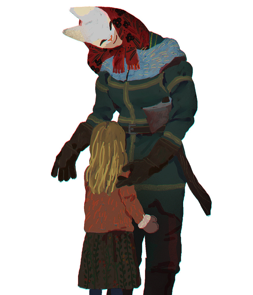 2girls, ^_^, age_difference, axe, bad_id, bad_tumblr_id, black_gloves, blonde_hair