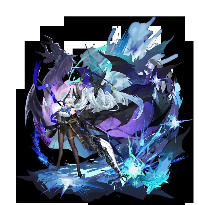 1girl, ascot, bare_shoulders, belt, black_belt, black_coat, black_corset, black_dress