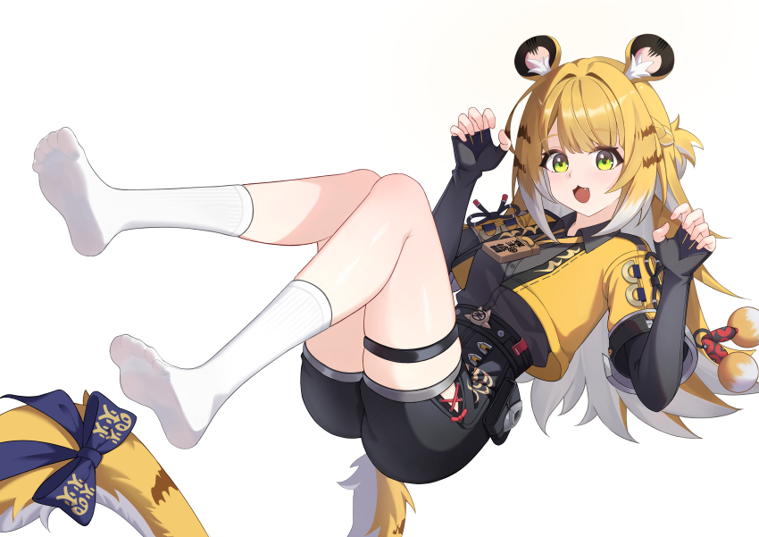 1girl, :3, :d, absurdres, animal_ears, belt, black_belt, black_shirt