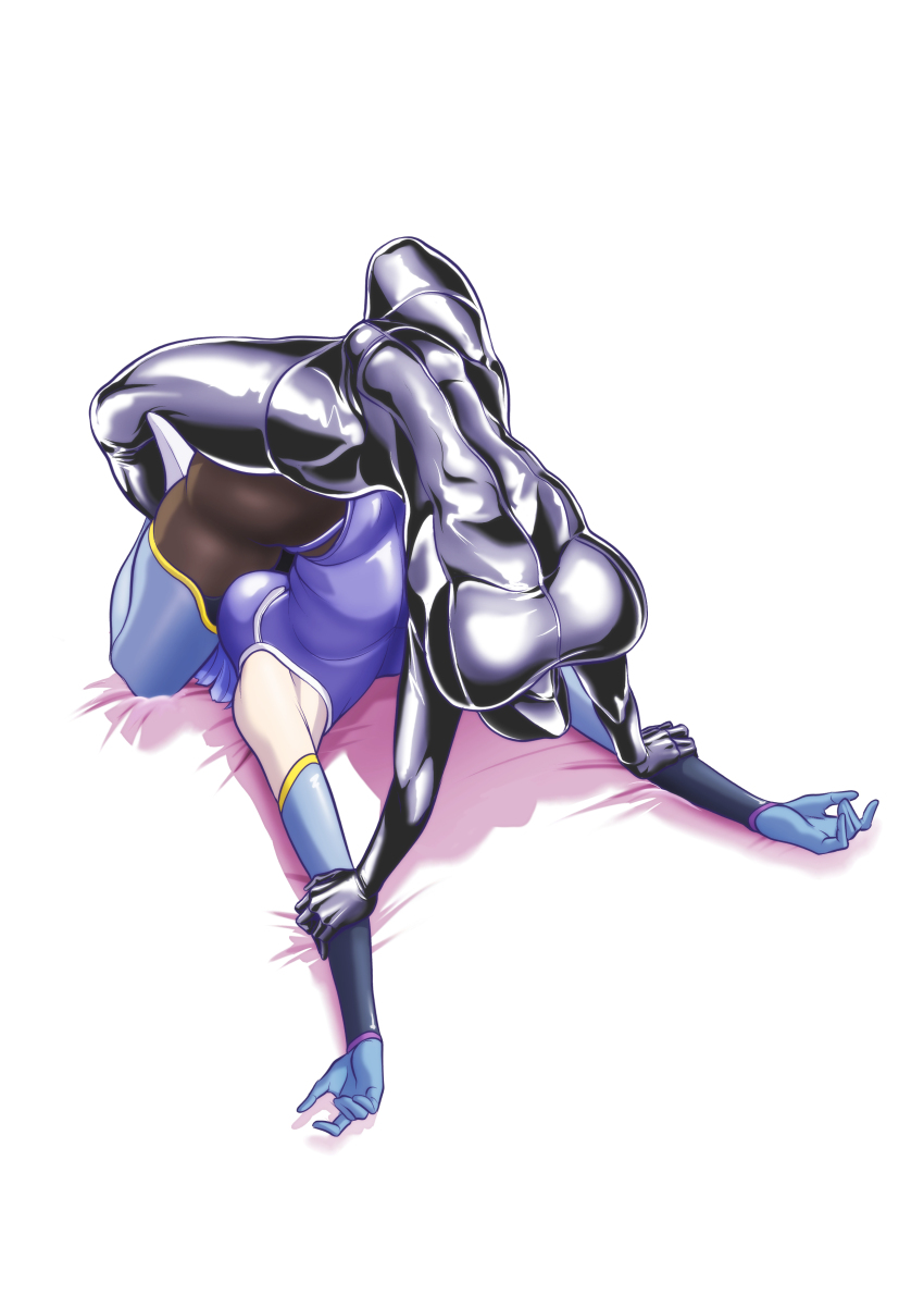 2girls, absurdres, bodysuit, commission, helmet, highres, izumi_hina_(neet_kunoichi), latex