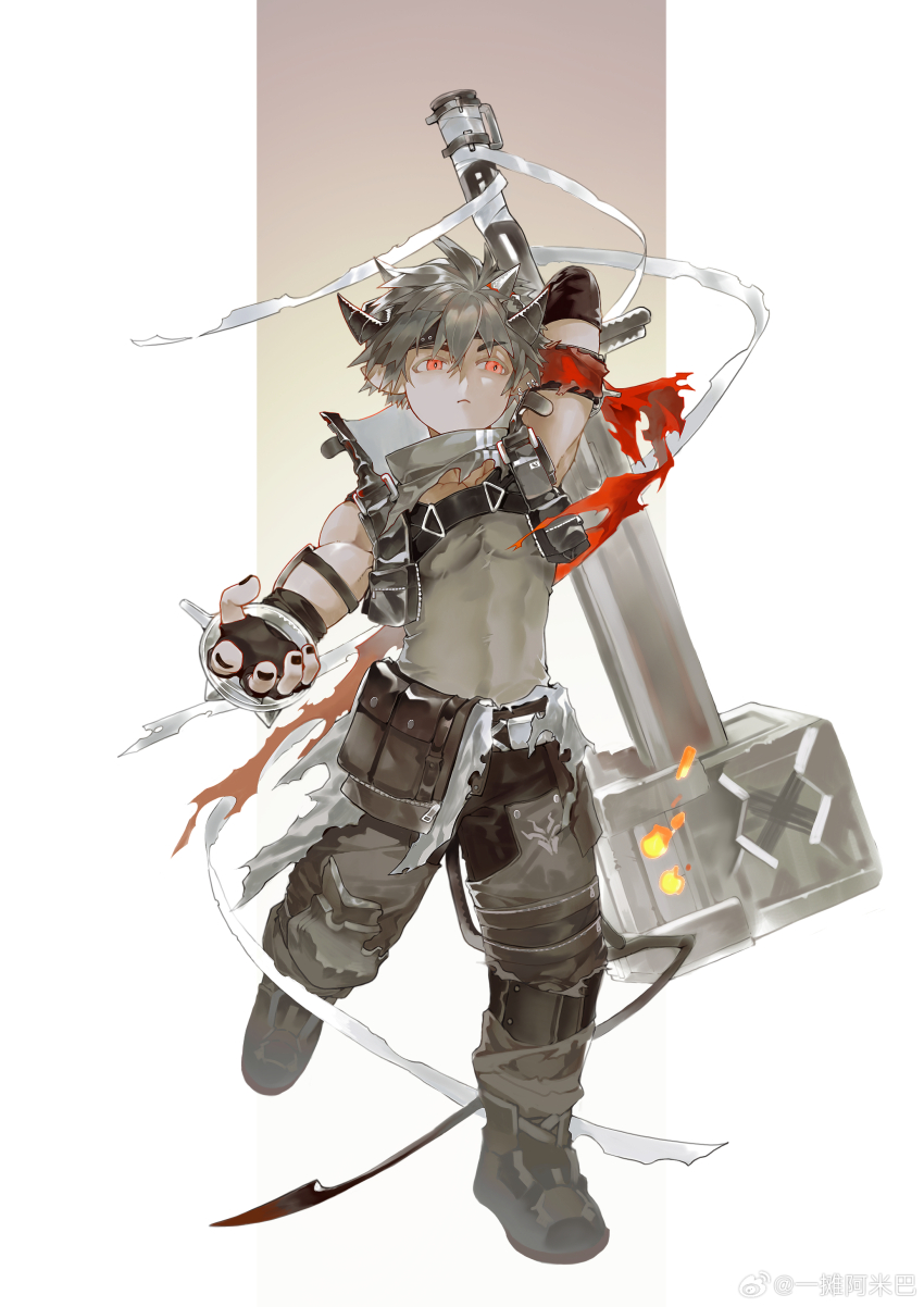 1boy, absurdres, arknights, black_boots, black_gloves, black_pants, black_shirt, black_vest