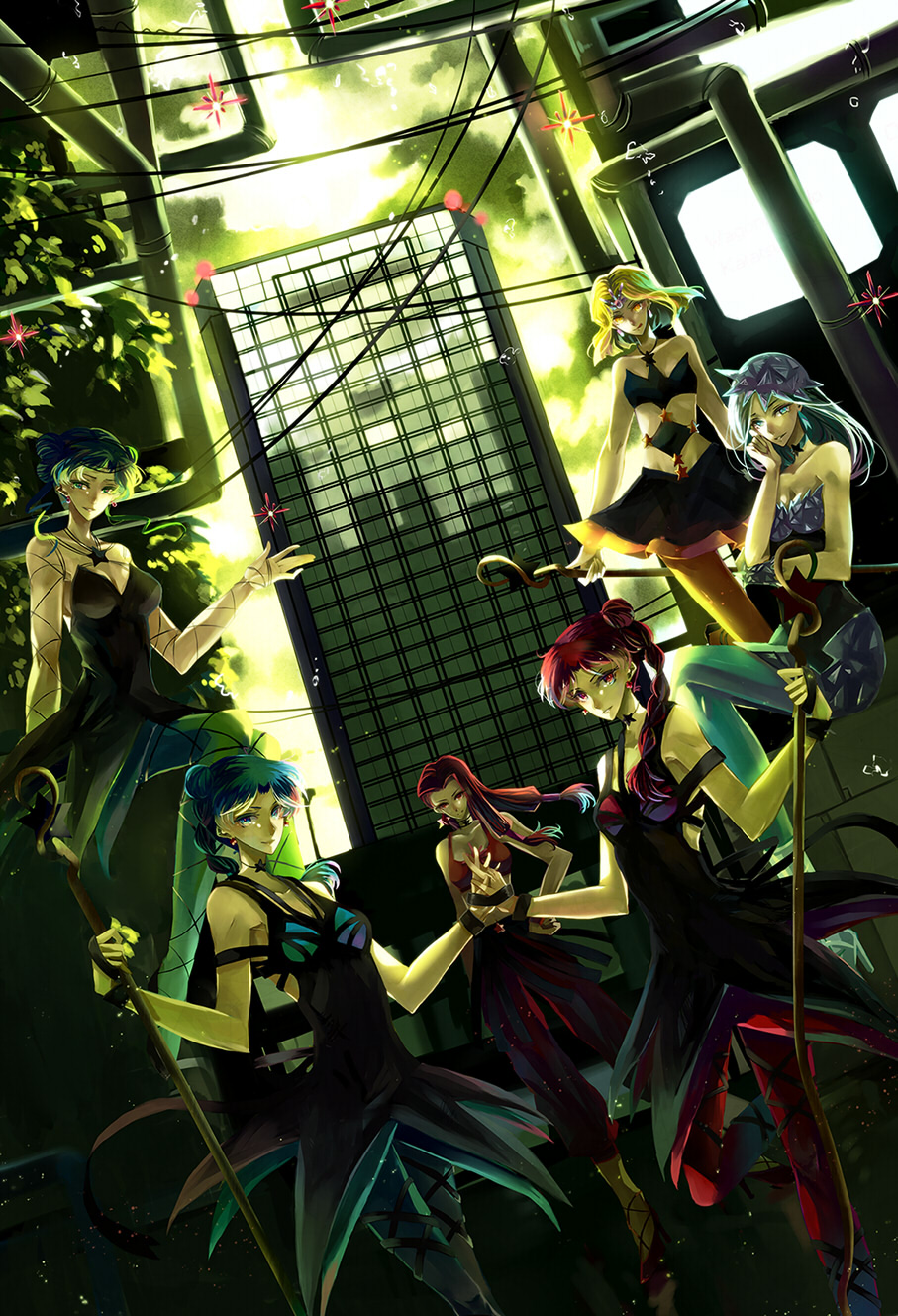 1990s_(style), 6+girls, bad_id, bad_pixiv_id, bare_shoulders, bishoujo_senshi_sailor_moon, bishoujo_senshi_sailor_moon_s, blonde_hair