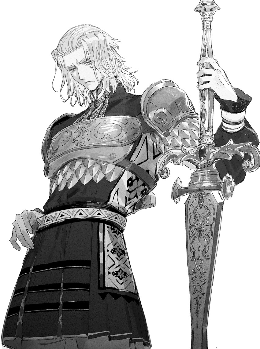 1boy, absurdres, alternate_costume, armor, breastplate, cowboy_shot, doranatsu_(plant_ffxiv), emet-selch