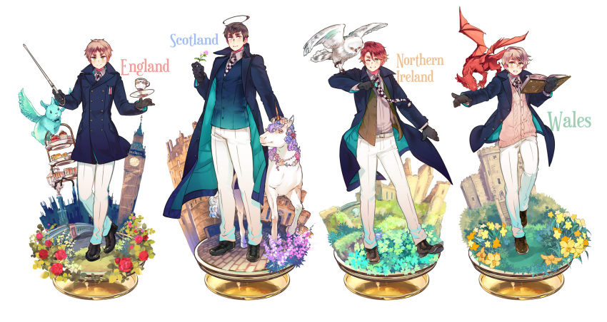 4boys, ahoge, animal, animal_ears, axis_powers_hetalia, beak, belt, bird