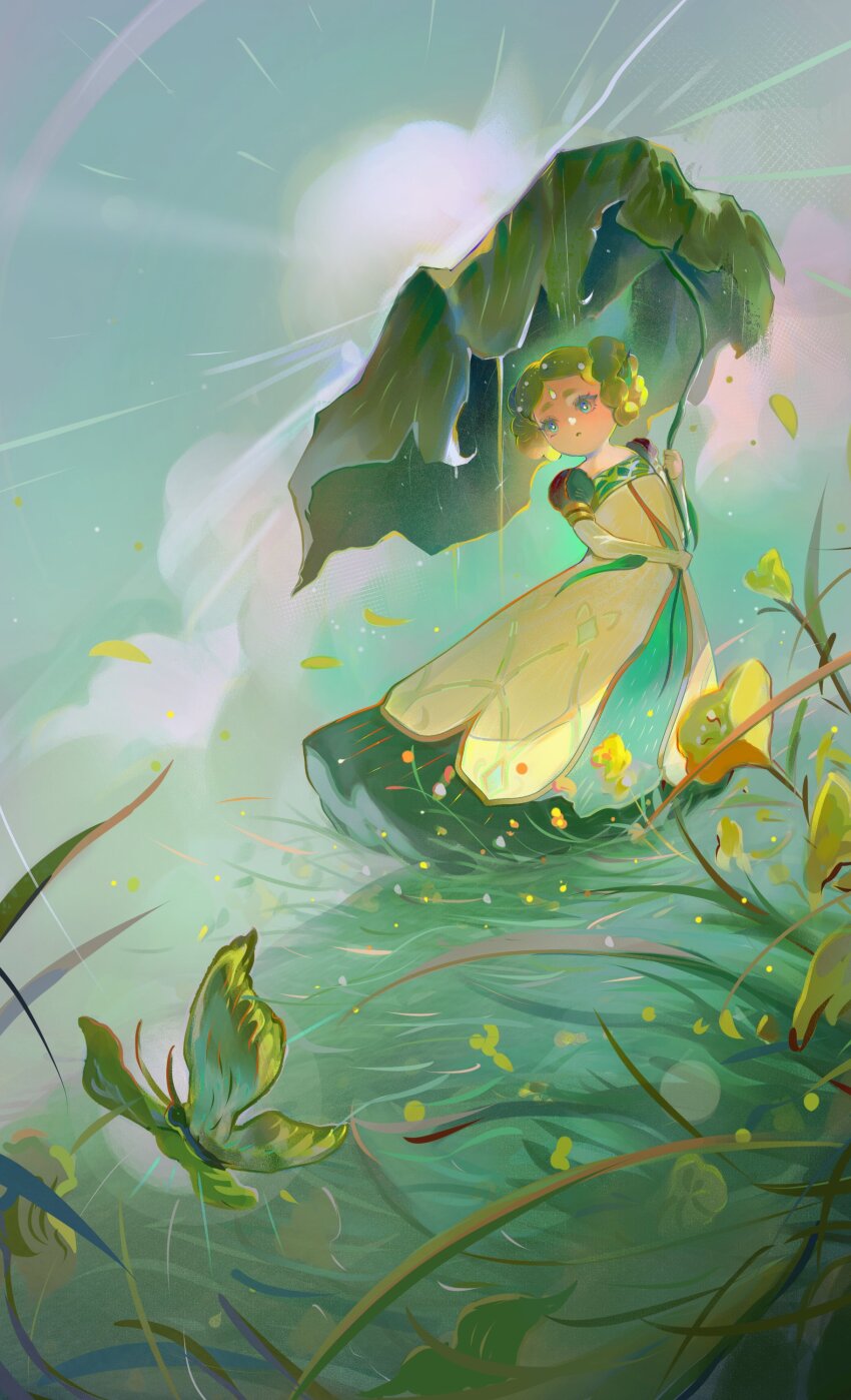 1girl, absurdres, afk_(series), afk_journey, aqua_eyes, braid, braided_hair_rings, brown_hair