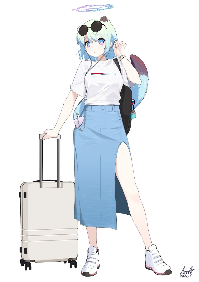 1girl, absurdres, aqua_hair, backpack, bag, black_bag, blue_archive, blue_eyes