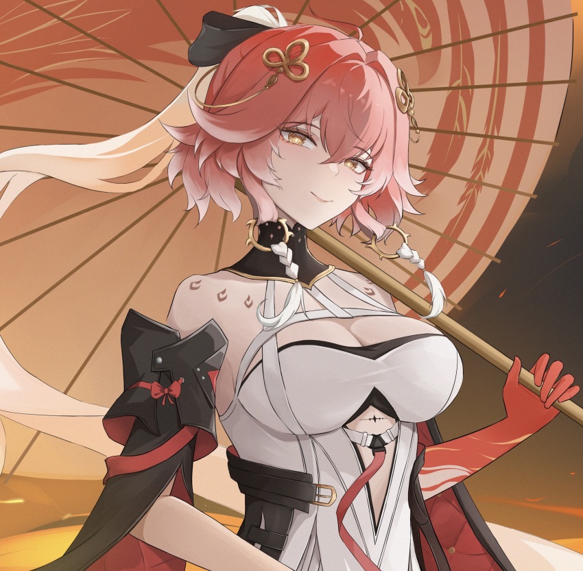 1girl, absurdres, bare_shoulders, breasts, changli_(wuthering_waves), chinese_clothes, cleavage, closed_mouth