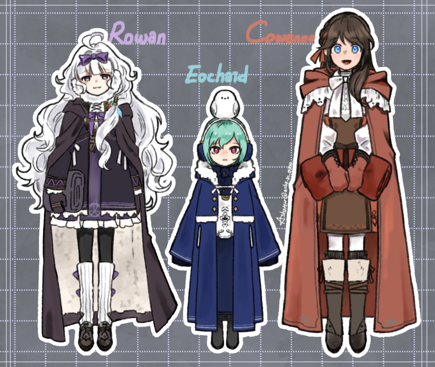 1boy, 2girls, asha_in_erinn, boots, brown_hair, cowenna, dark-skinned_female, dark_skin