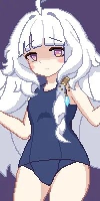 ahoge, breasts, eung-eung, grey_hair, long_hair, looking_down, lowres, mabinogi