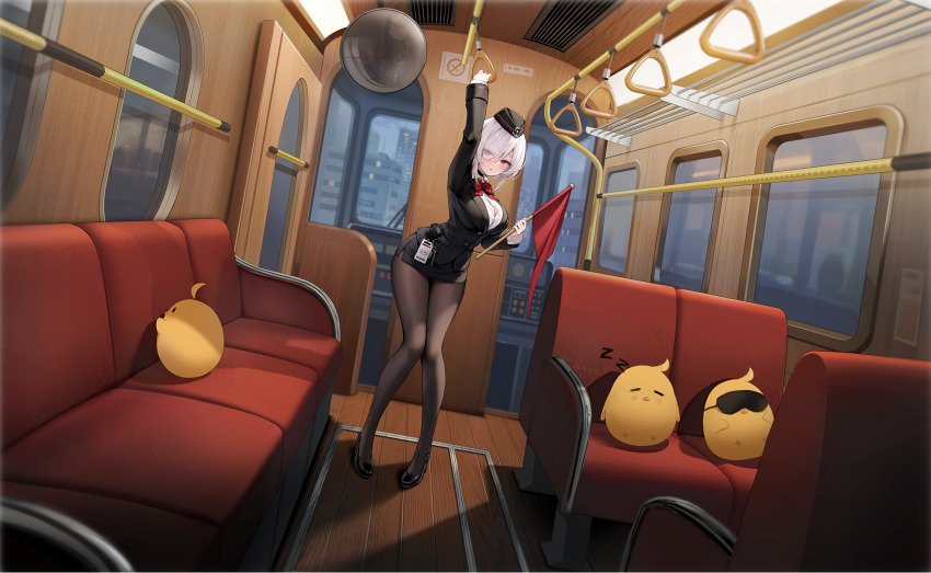 1girl, absurdres, ahoge, arm_up, azur_lane, black_choker, black_pantyhose, black_suit