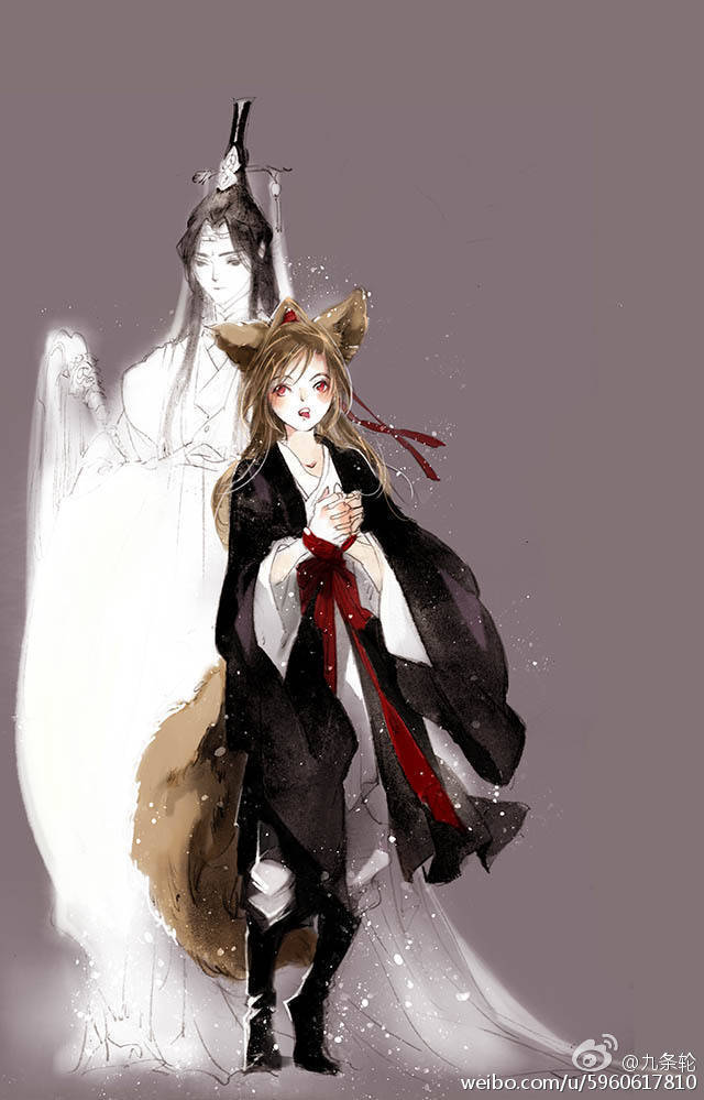2boys, aged_down, animal_ears, black_boots, black_hair, black_hanfu, boots, bound