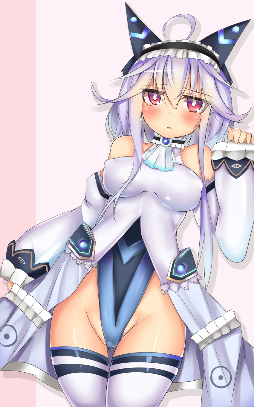 1girl, ahoge, bare_shoulders, bodysuit, breasts, emil_chronicle_online, frilled_hairband, frills