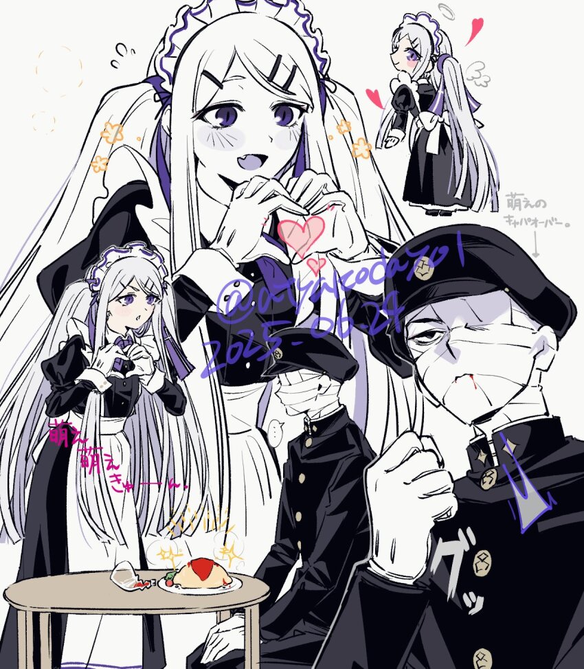 ..., alternate_costume, apron, atyakodayo1, bandaged_head, bandages, black_dress, black_jacket