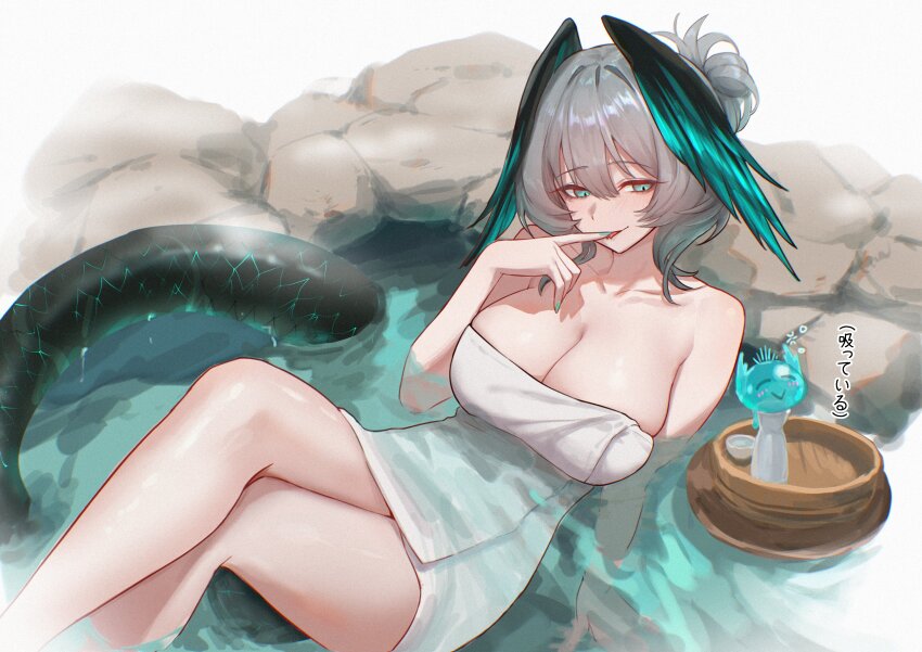 1girl, absurdly_long_tail, absurdres, aqua_eyes, aqua_feathers, aqua_nails, aqua_wings, arknights