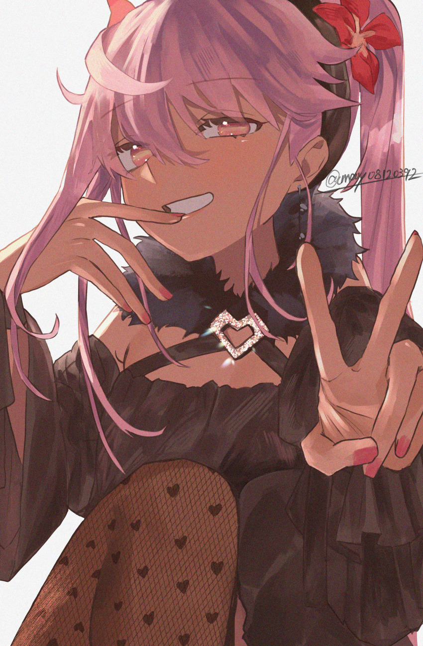 1girl, absurdres, bare_shoulders, black_dress, blush, breasts, chloe_von_einzbern, chloe_von_einzbern_(celebratory_attire)