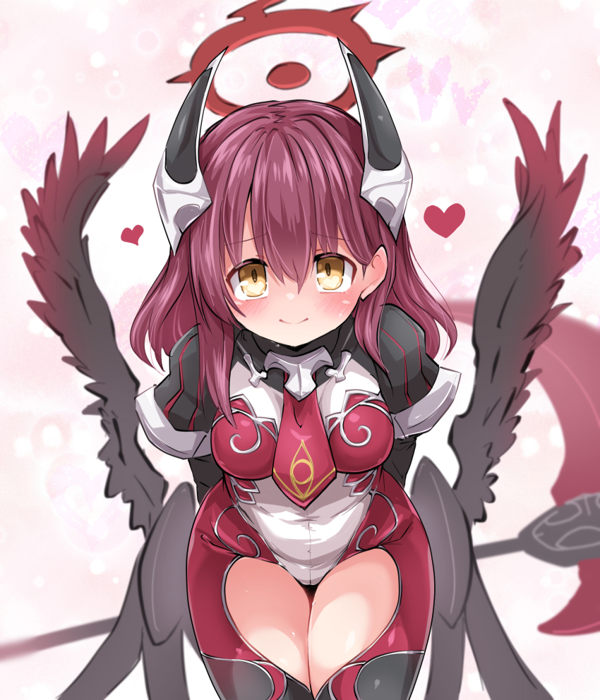 black_wings, breasts, emil_chronicle_online, halo, heart, highres, horns, huyusilver