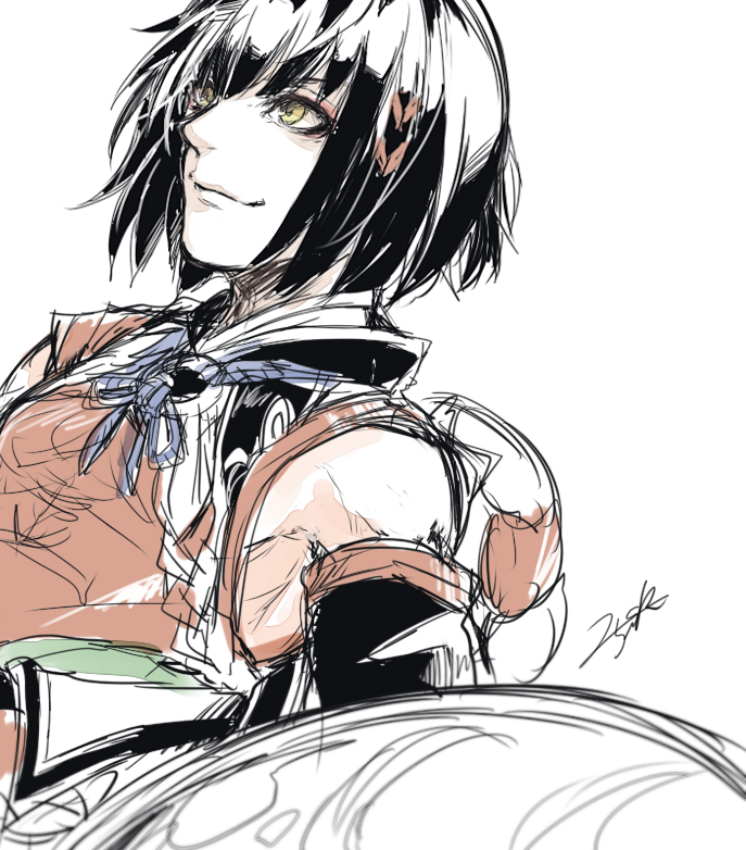 1boy, grimms_notes, kintarou_(grimms_notes), kintarou_(original)_(grimms_notes), male_focus, nikosuke, signature, sketch