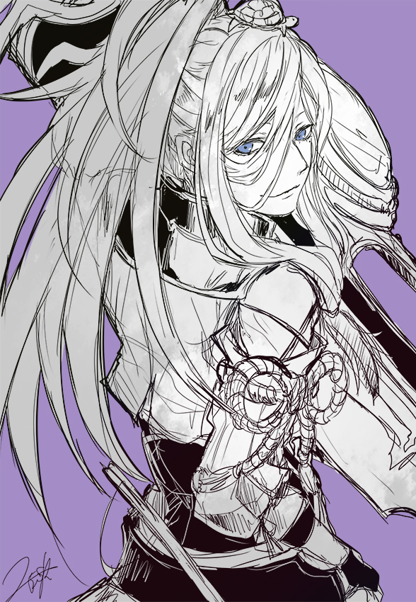 1boy, grimms_notes, male_focus, nikosuke, signature, sketch, solo, urashima_tarou_(grimms_notes)