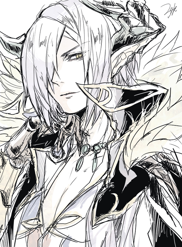 1boy, demon_king_inverno_(grimms_notes), demon_king_inverno_(original)_(grimms_notes), grimms_notes, male_focus, nikosuke, signature, sketch