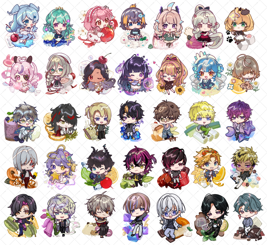 6+boys, 6+girls, :3, :d, :o, ^_^, ahoge, aia_amare