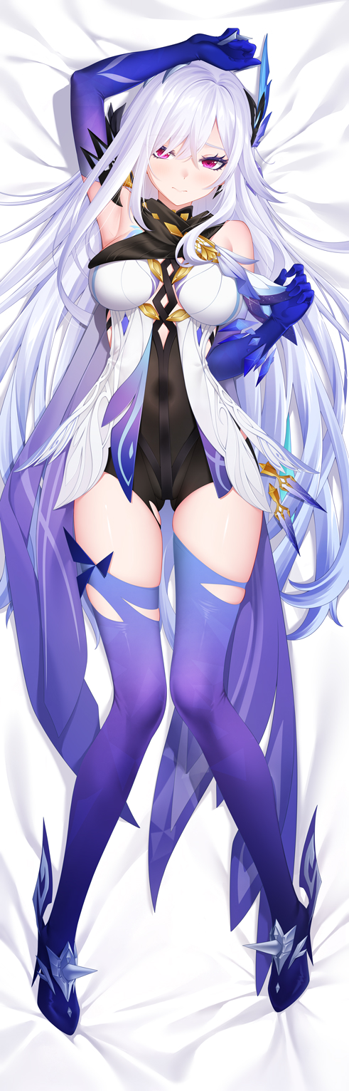 1girl, armpits, bandana, bed_sheet, black_bandana, black_leotard, blush, boots