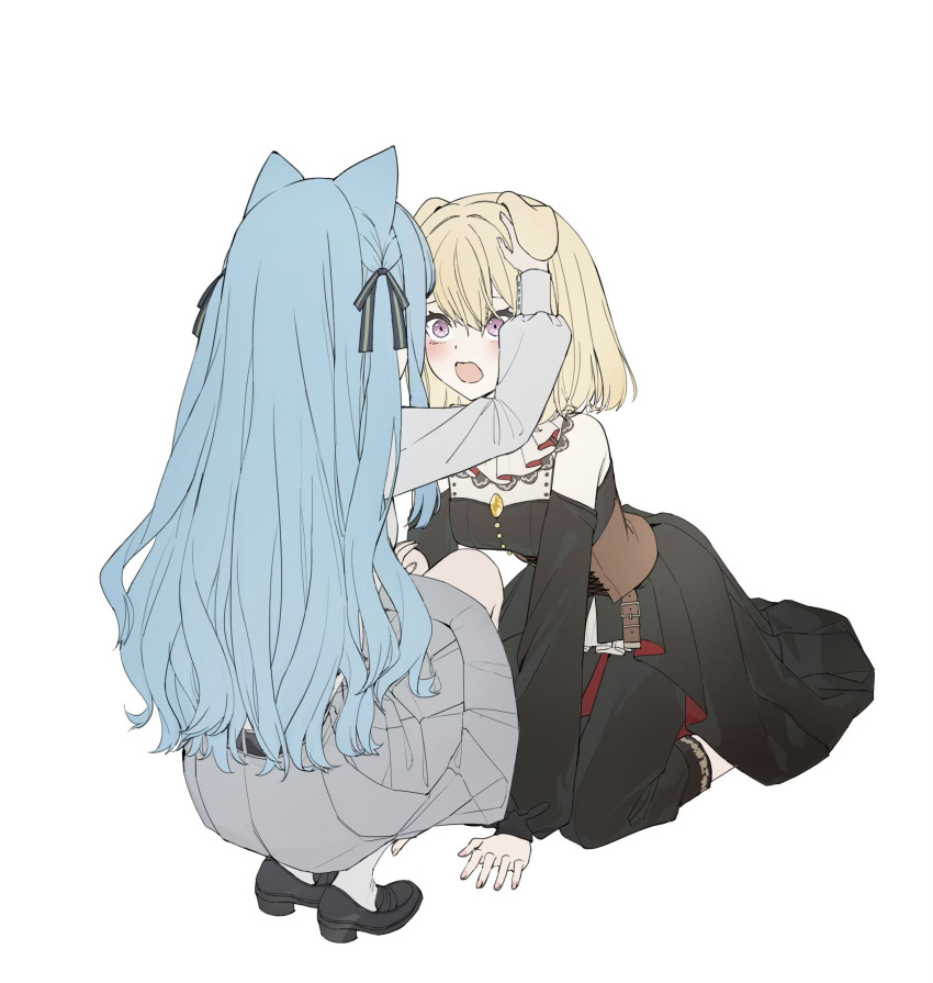 2girls, absurdres, animal_ears, ascot, bang_dream!, bang_dream!_it's_mygo!!!!!, black_dress, black_shoes