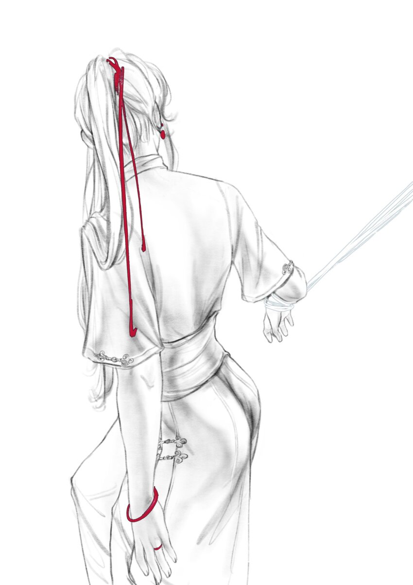 1boy, bound, bound_wrists, bracelet, butchinelle, chinese_clothes, chinese_knot, earrings