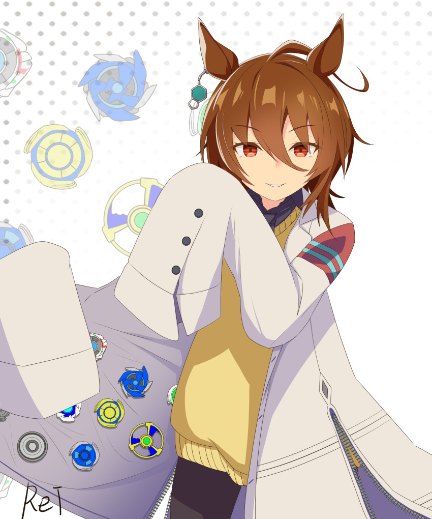 1girl, absurdres, agnes_tachyon_(tach-nology)_(umamusume), agnes_tachyon_(umamusume), ahoge, animal_ears, artist_name, beyblade