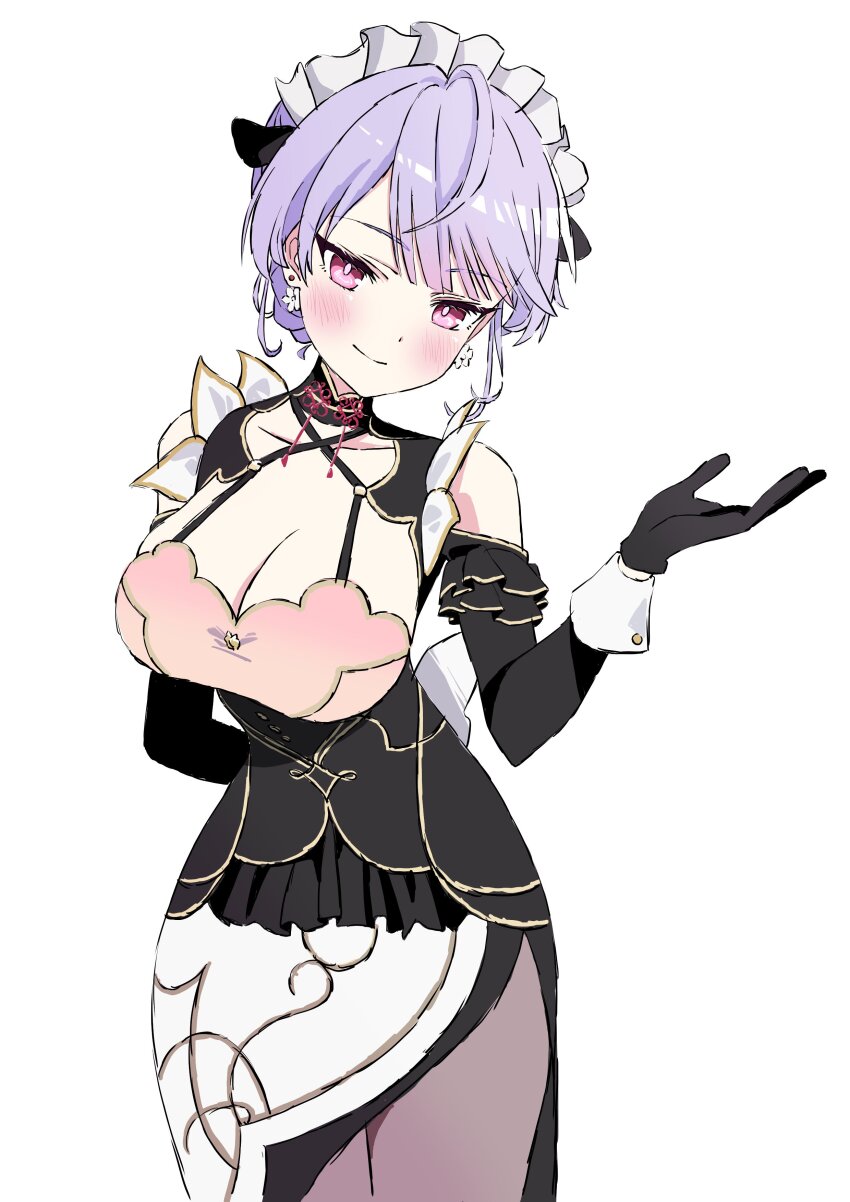 1girl, absurdres, bare_shoulders, black_dress, black_gloves, breasts, cleavage, dress