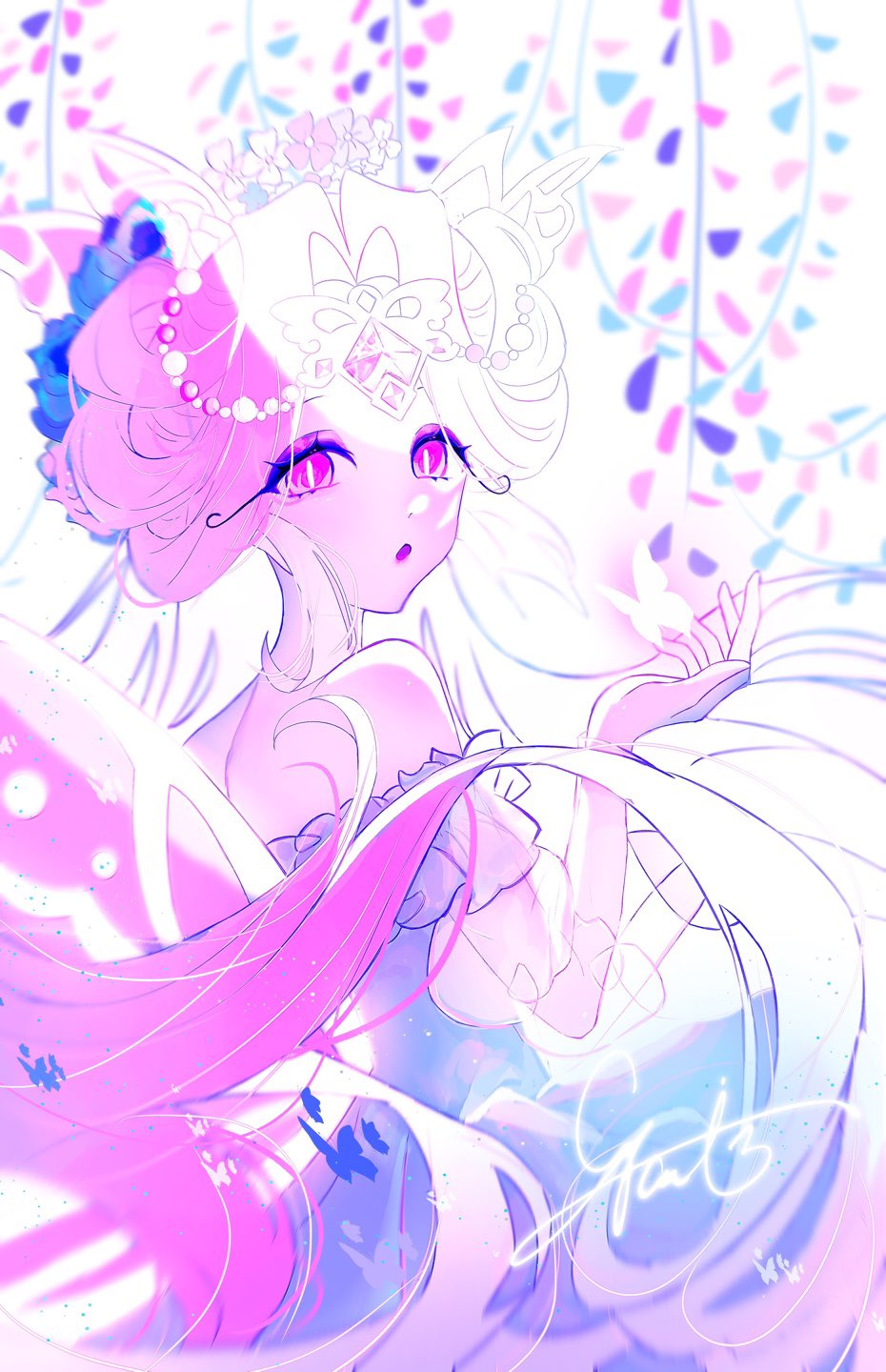 1girl, angel, angel_wings, colored_skin, cookie_run, cookie_run:_kingdom, dress, eternal_sugar_cookie