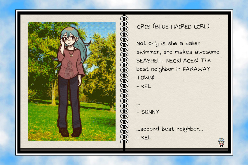 1girl, alternate_costume, animated, animated_gif, black_eyes, black_pants, black_shoes, blue_hair